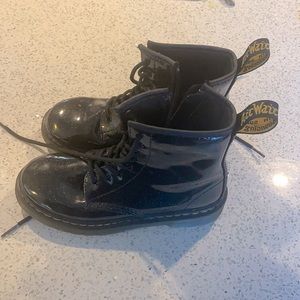 Dr. Martens black glitter boots. Too small for daughter after 5 wears.